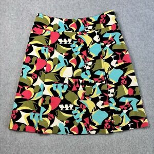 Talbots Multicolor Print Side Zip Pleated Skirt Womens Size 4 Stretch Cotton
